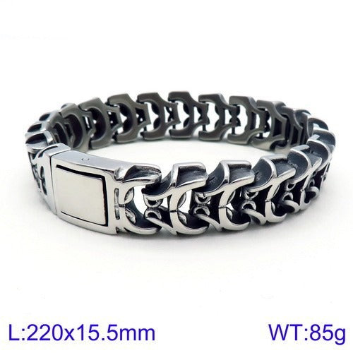 Bracciale punk in acciaio al titanio Kemstone con teschio per uomo KB118447