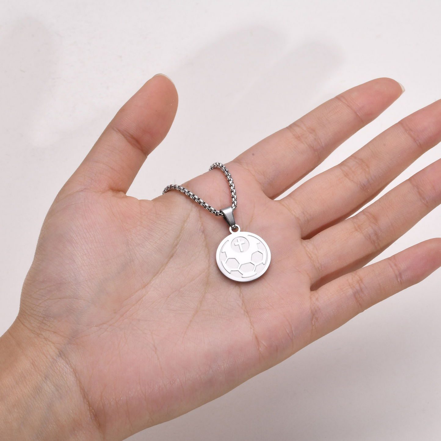 Kemstone Stainless Steel Soccer Ball Pendant Necklace for Men PN-1932