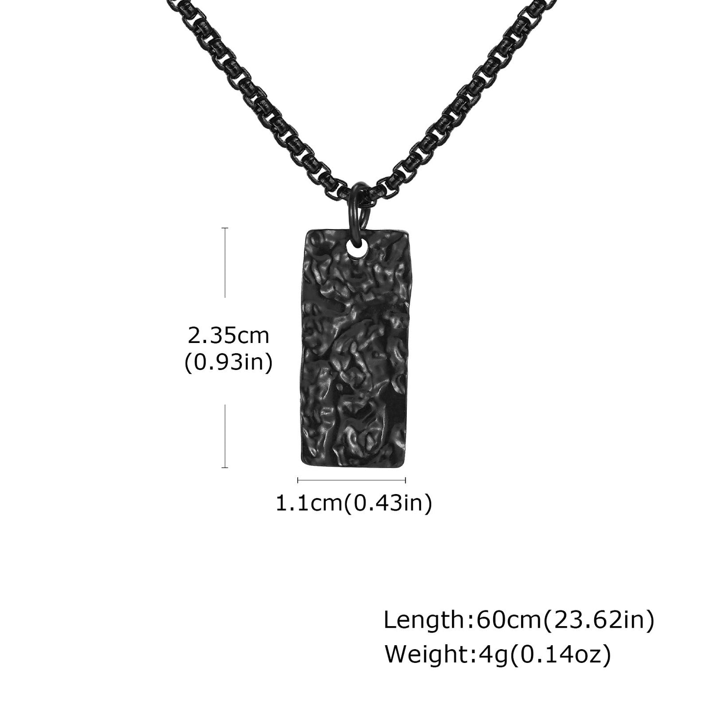 Kemstone Textured Rectangle Pendant Necklace for Men PN-2194