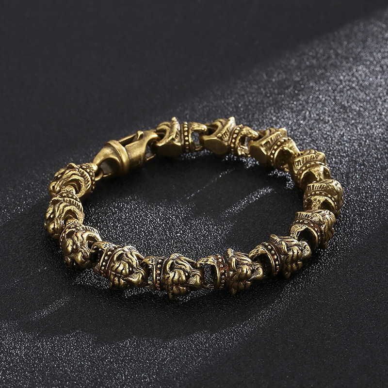 Kemstone Titanium Steel Tiger Head Bead Bracelet for Men KB152704-KJX