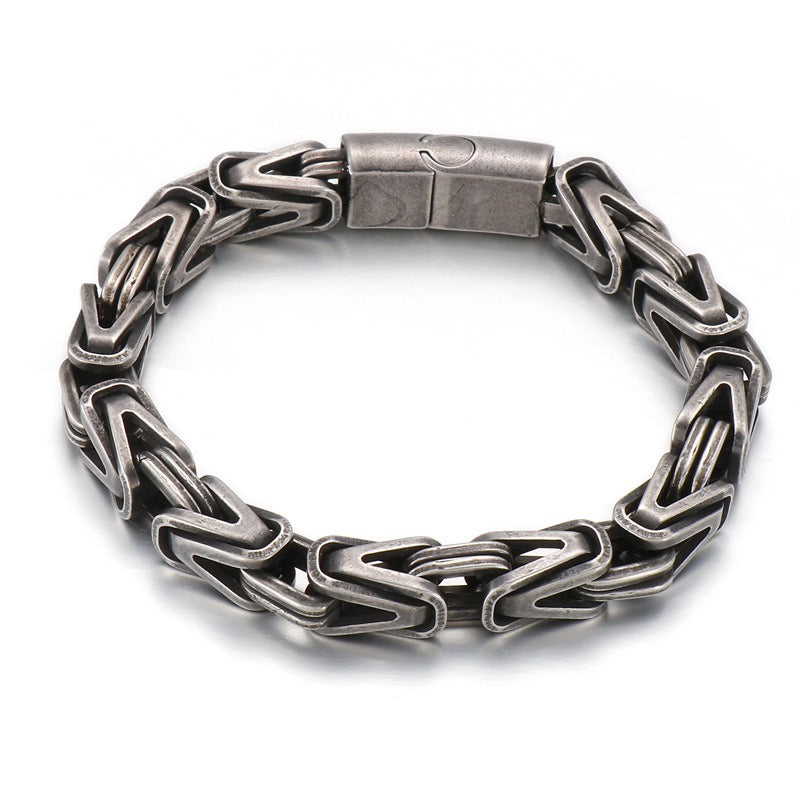Kemstone Titanium Steel V-Link Chain Bracelet – Byzantine Hip Hop Style KB152638-KFC