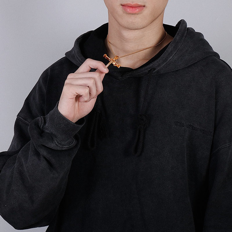 Kemstone Stainless Steel Hollow Moving Cross Pendant Necklace for Men Cubic Zirconia Inlay KP40312-K