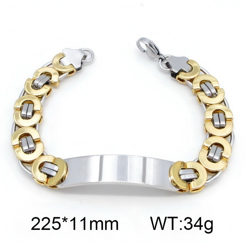 Kemstone Titanium Steel ID Bracelet for Men Curved Plate KB215057-JG