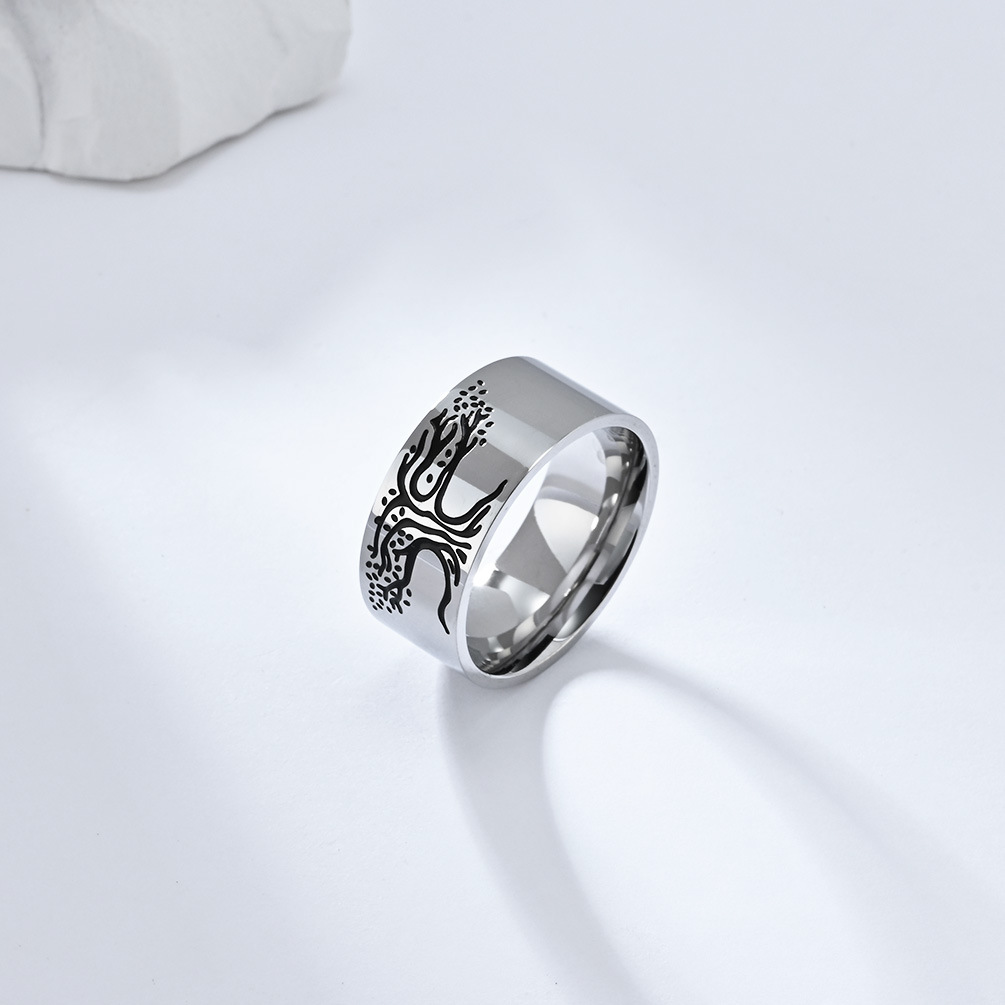 Kemstone Stainless Steel Tree of Life Ring for Men Minimalist K-R772