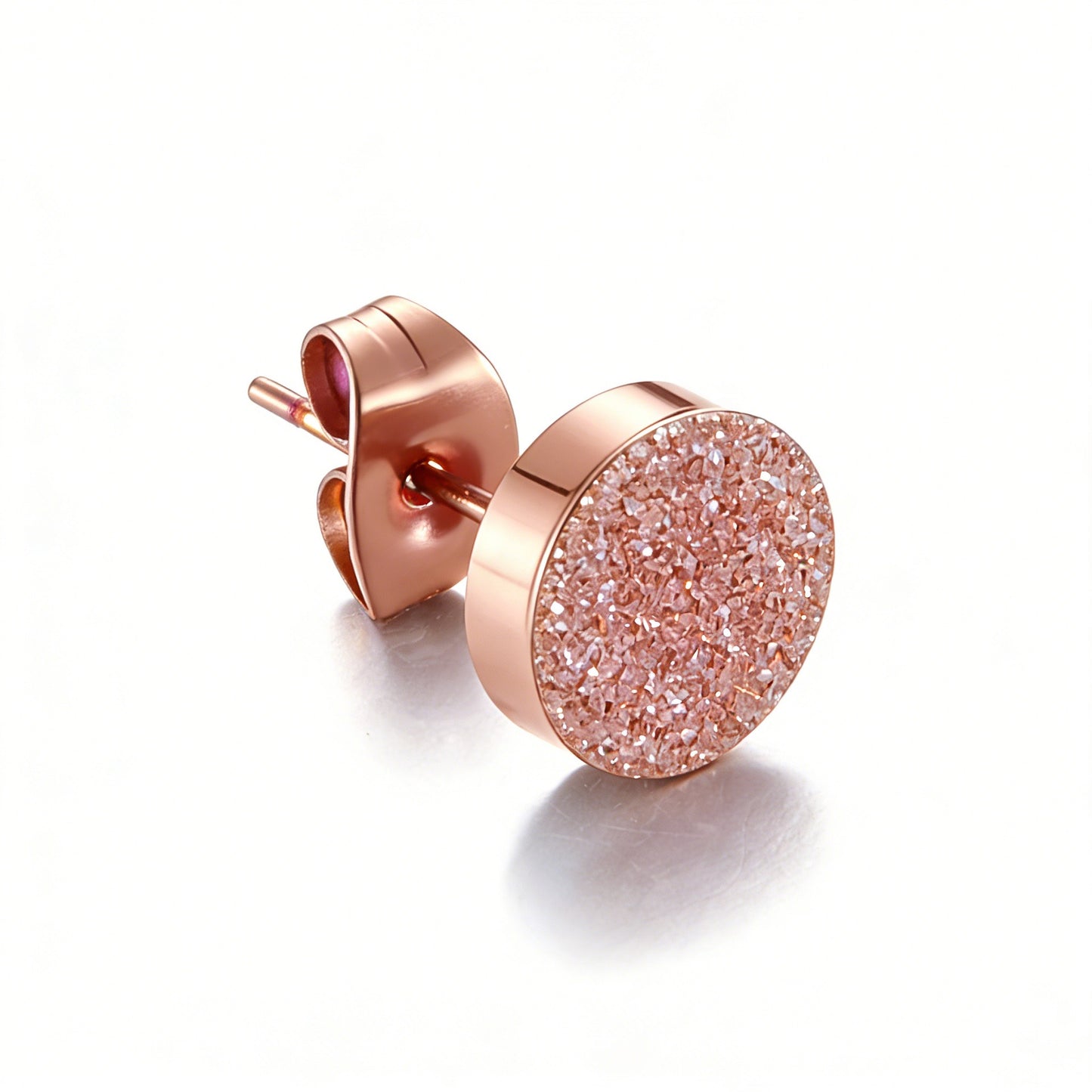 Kemstone Sand Textured Stud Earrings for Men & Women Stainless Steel Round Finish K-E012