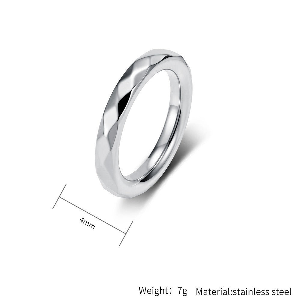 Kemstone Faceted Ring for Men Stainless Steel Rounded Edge K-R1232