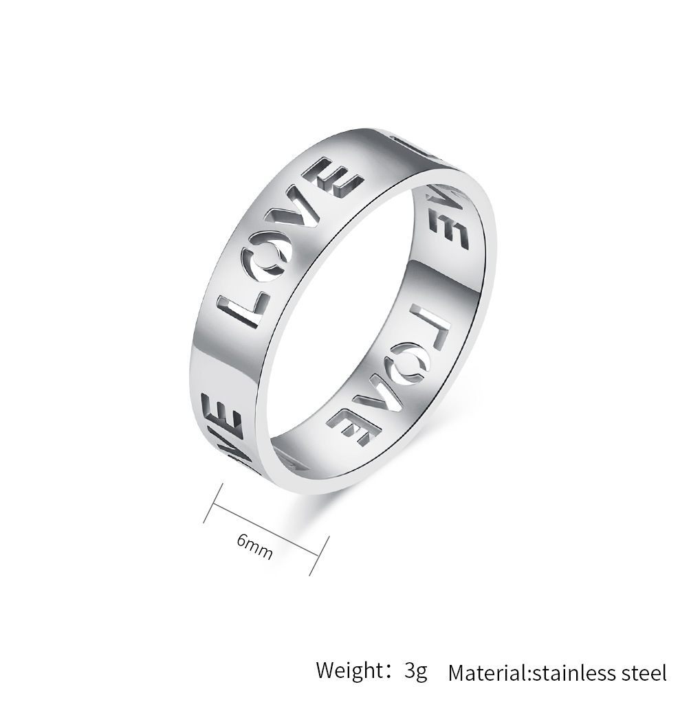 Kemstone Stainless Steel LOVE Cutout Ring for Men & Women K-R816