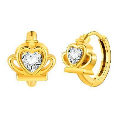Preciosos aros de acero inoxidable dorado con circonitas: corazón, estrella, cruz y más estilos EH-722
