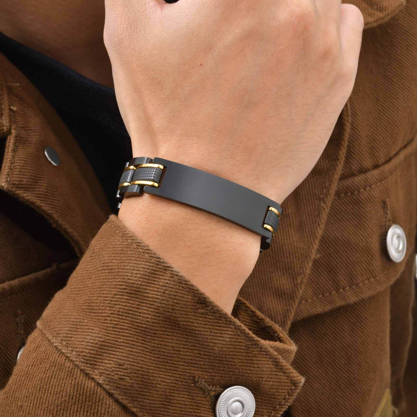 Kemstone Stainless Steel ID Plate Chain Bracelet for Men BR-1080