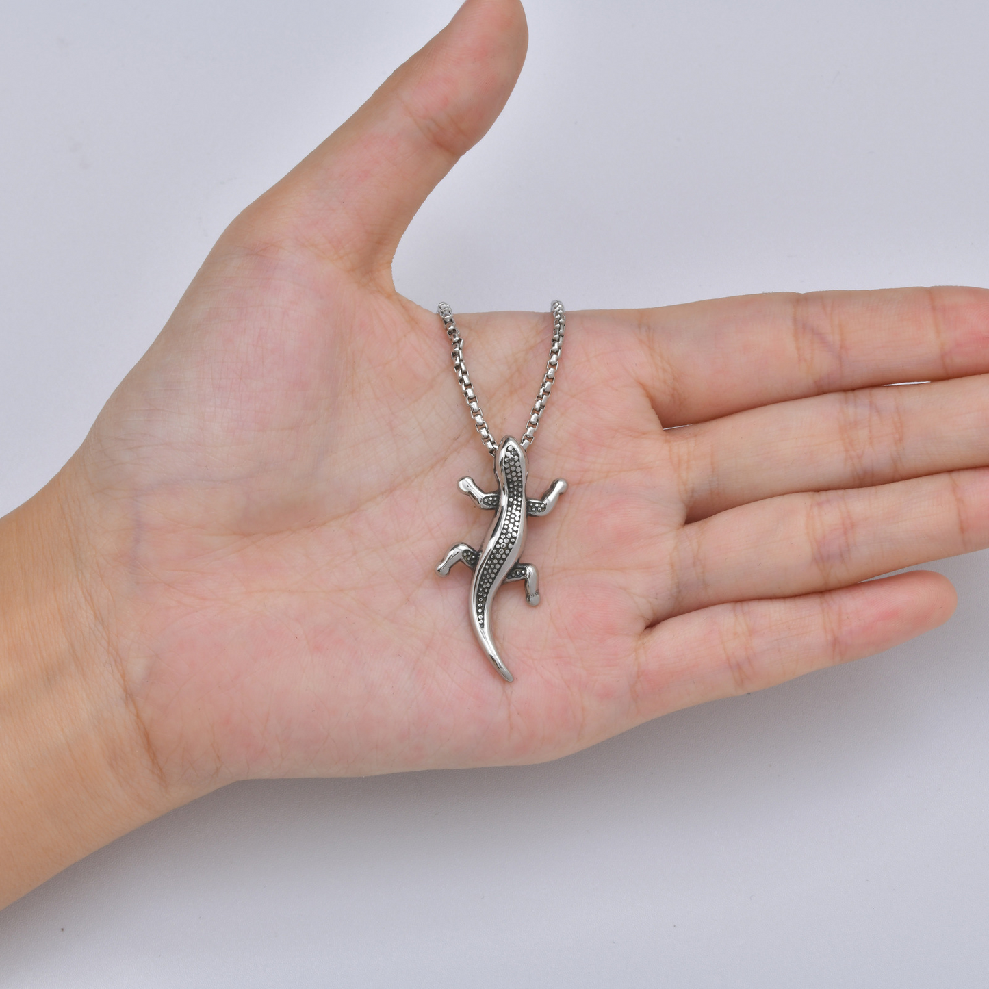 Kemstone Lizard Pendant Necklace for Men Stainless Steel Gecko Design PN-2343