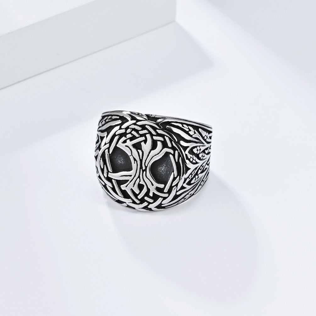 Kemstone Tree of Life Ring for Men Stainless Steel Viking K-R873