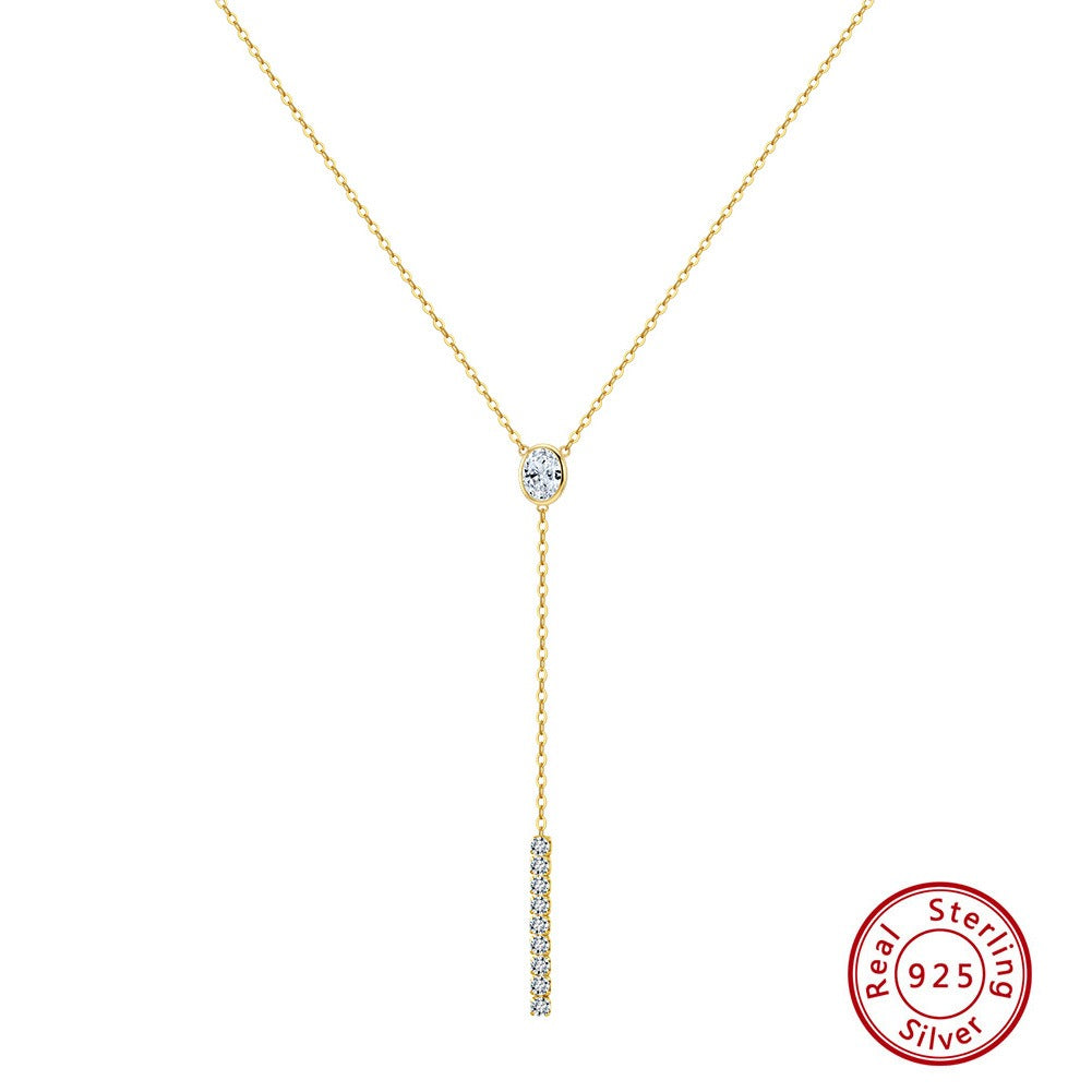 Kemstone 925 Sterling Silver Y Necklace for Women Cubic Zirconia Drop Tassel BQN41