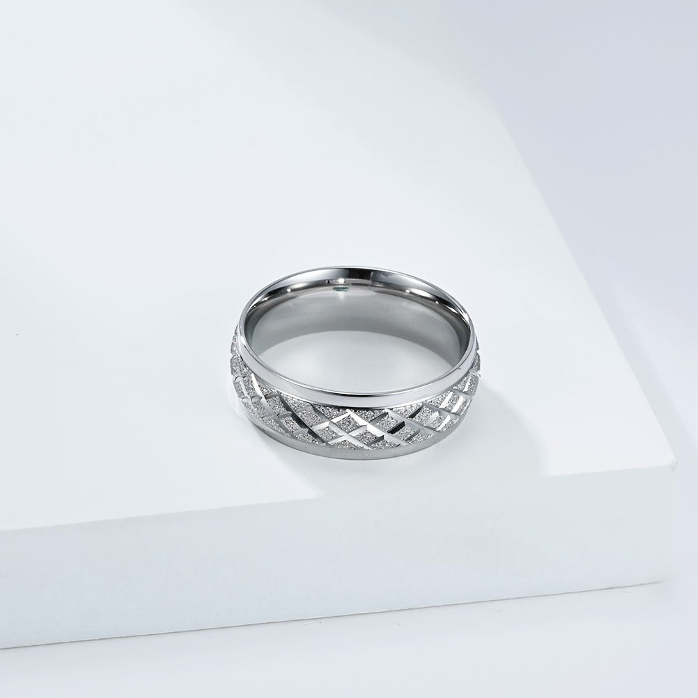 Kemstone Stainless Steel Matte Pattern Ring for Men & Women K-R1081