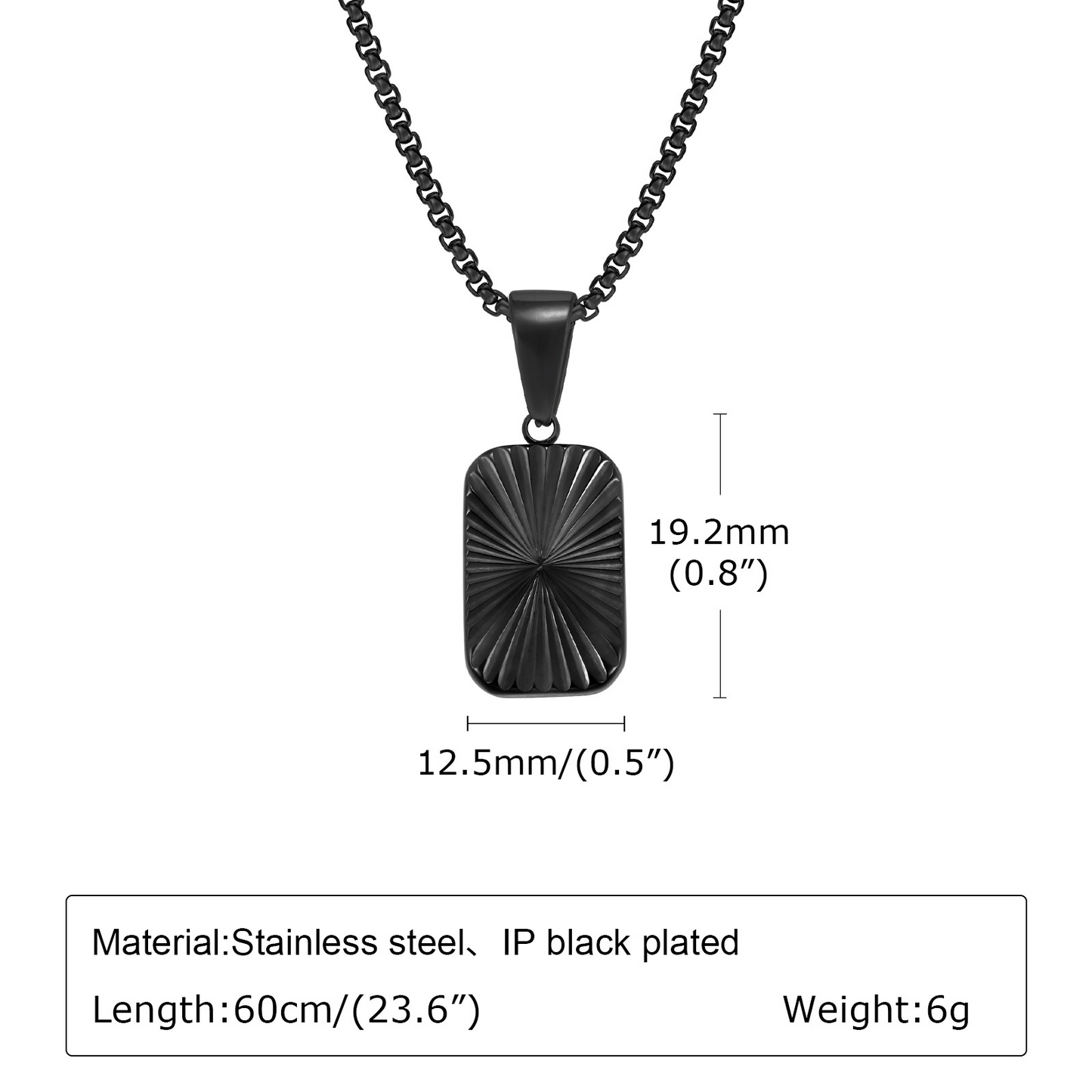 Kemstone Stainless Steel Textured Square Pendant Necklace for Men PN-2001