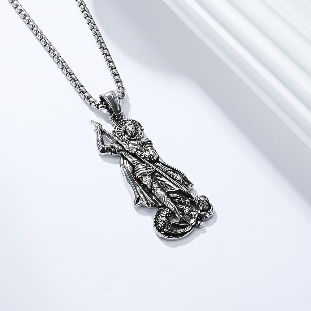Kemstone Men’s Stainless Steel Saint George Pendant Silver Three Colors K-PT640