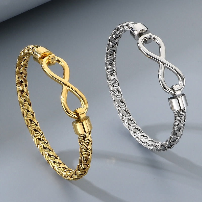 Kemstone Infinity Bracelet for Men Titanium Steel Braided Chain Gold Silver KB212143-KFC