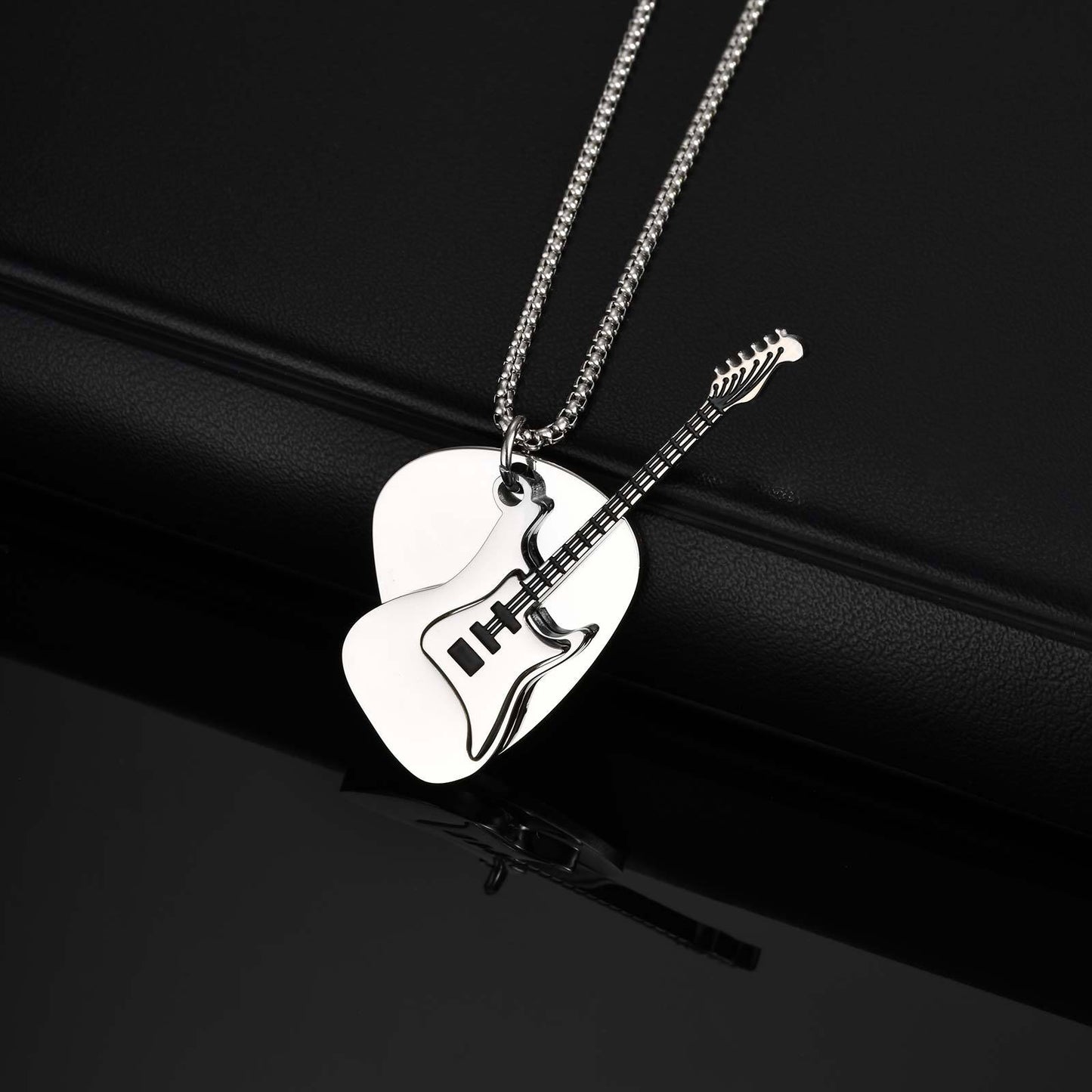 Kemstone Men’s Stainless Stee Guitar Pick Pendant Necklace – Punk Rock NC-2320