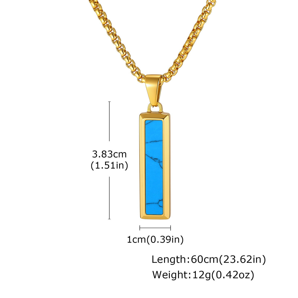 Kemstone Geometric Bar Pendant Necklace for Men Stainless Steel Tiger Eye & Turquoise Styles PN-2221