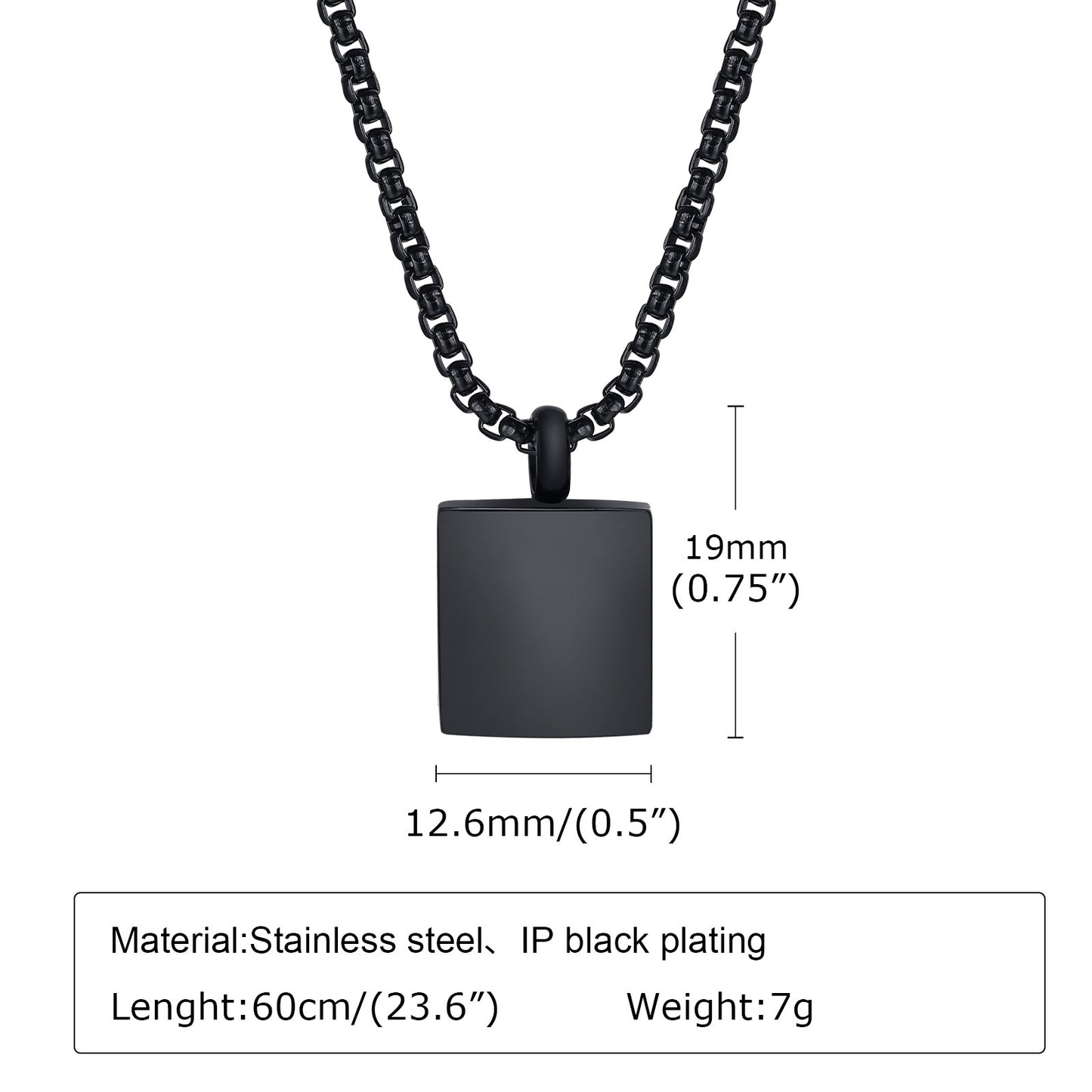Kemstone Square Keepsake Pendant Necklace for Men Women Stainless Steel Minimalist Locket PN-1871