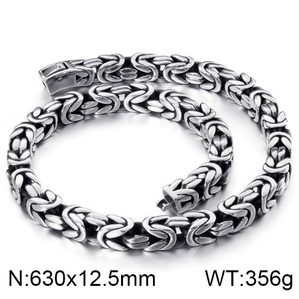 Kemstone Titanium Steel Peace Pattern Imperial Chain Necklace – Vintage Hui Geometry for Men KN86617-BD