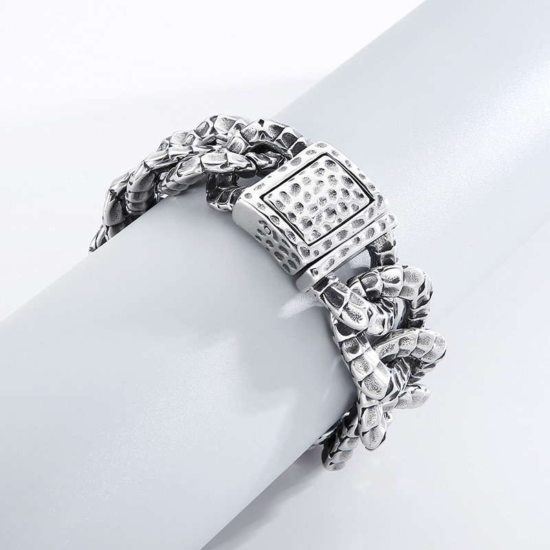 Kemstone Snake Chain Bracelet for Men Titanium Steel Snake Scale Link Design KB165138-KJX