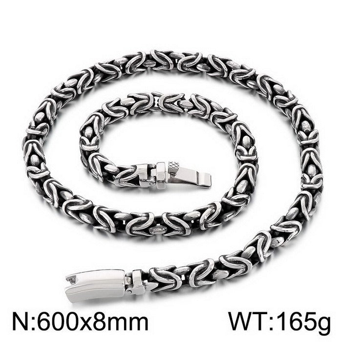 Kemstone KB170399 Titanium Steel Woven Peace Link Chain Bracelet & Necklace for Men