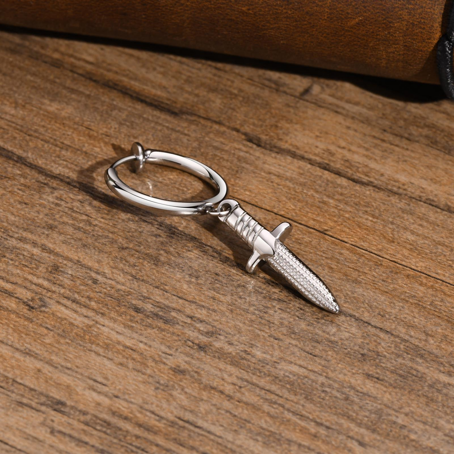 Kemstone Stainless Steel Dagger Hoop Earrings for Men ED-648