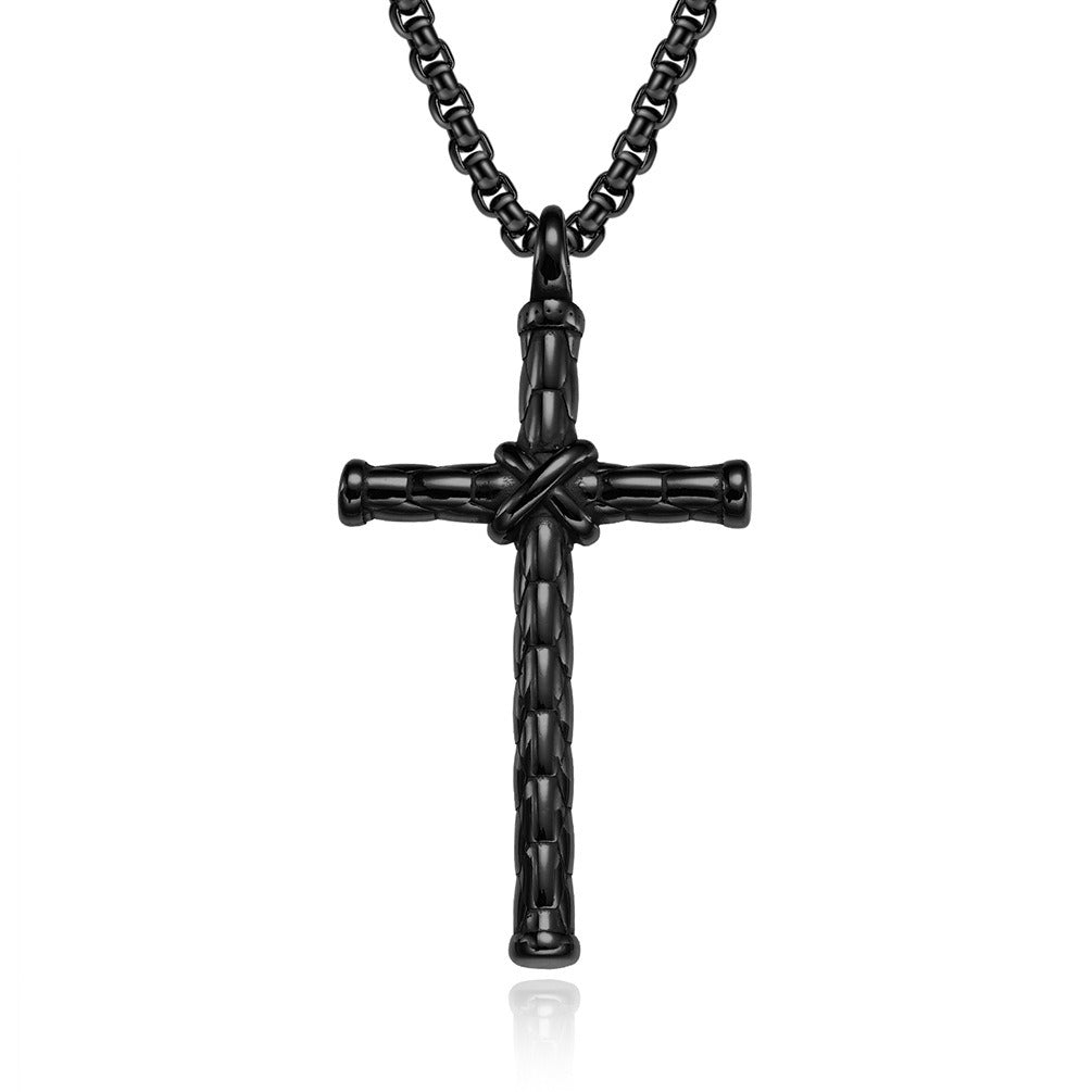 Kemstone Stainless Steel Knotted Cross Pendant Necklace for Men K-PT439