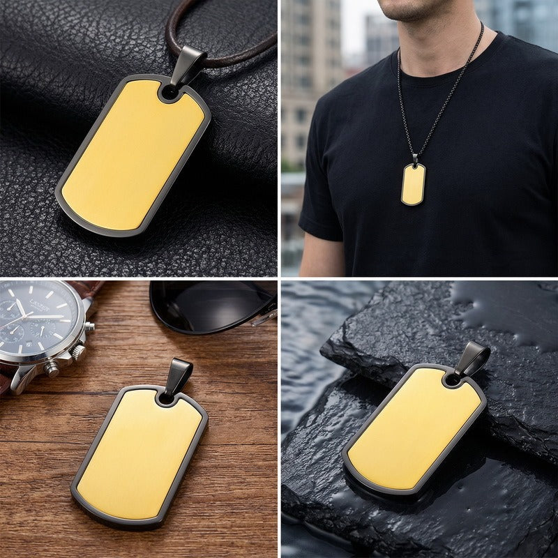 Kemstone Titanium Steel Tag Pendant Necklace – Brushed ID Plate for Men KP118330-ZLA