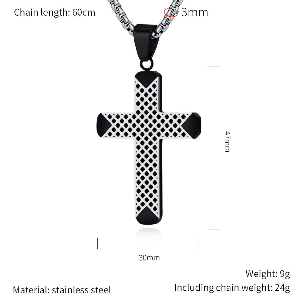 Kemstone Stainless Steel Two-Tone Lattice Cross Necklace for Men K-PT558