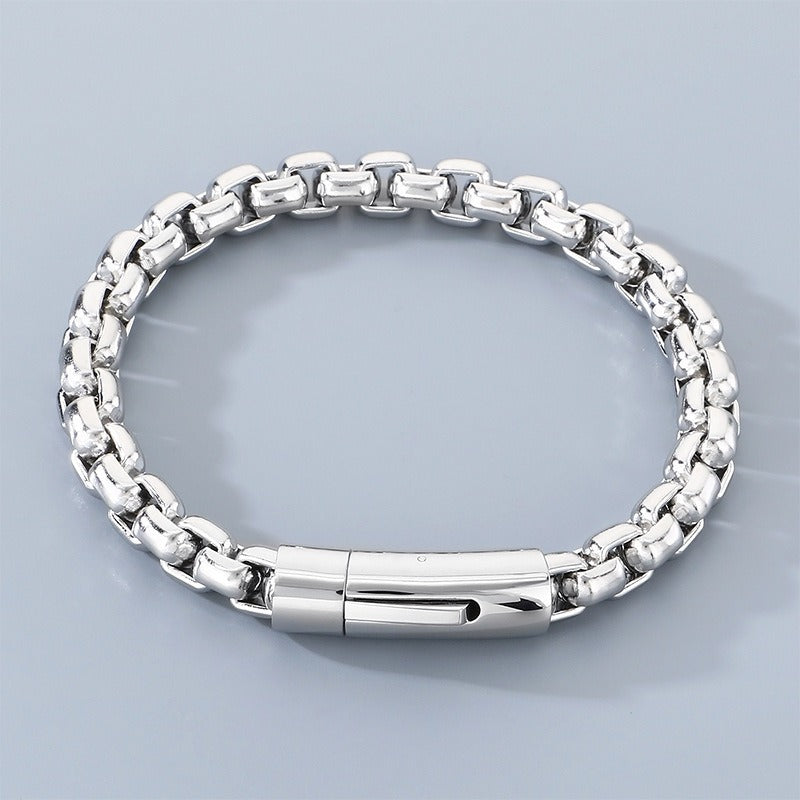 Kemstone Box Link Bracelet Titanium Steel 8mm Chain for Men Women KB212670-Z
