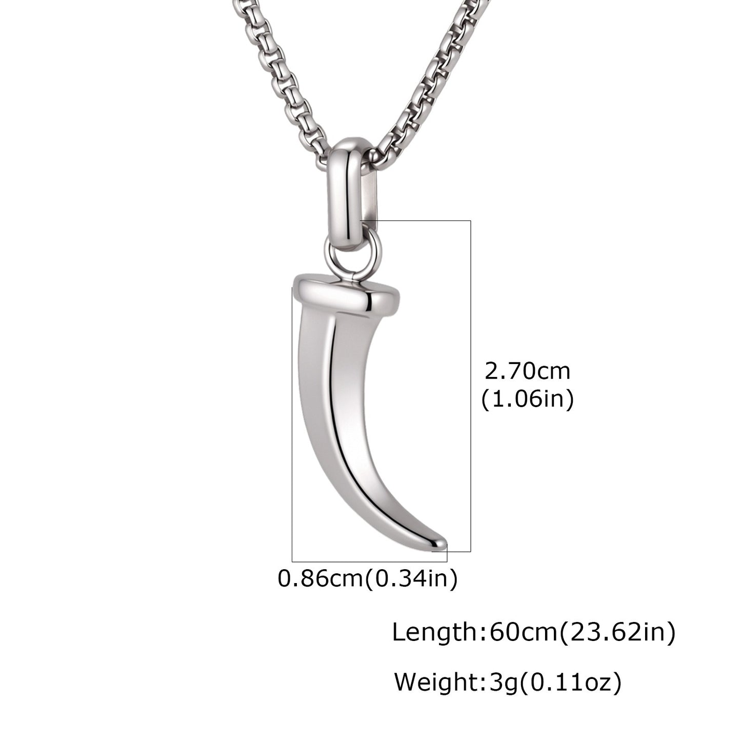 Kemstone Stainless Steel Horn Pendant Necklace for Men Punk Vintage Style PN2451