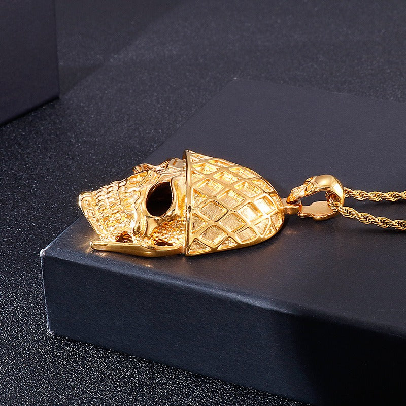 Kemstone Gothic Skull Pendant Necklace for Men – Titanium Steel KP37967-D