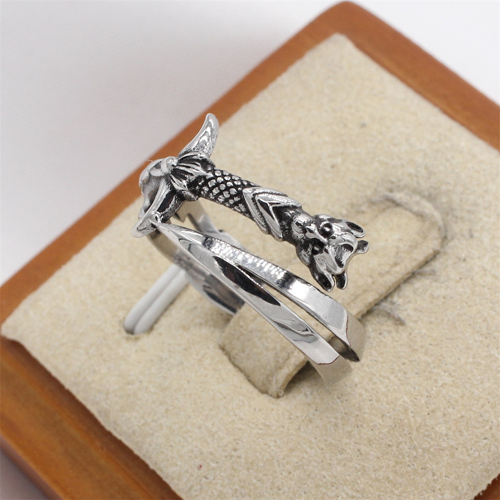 Kemstone Sword Ring for Men Titanium Steel Blade Wrap Vintage Open Style R1874