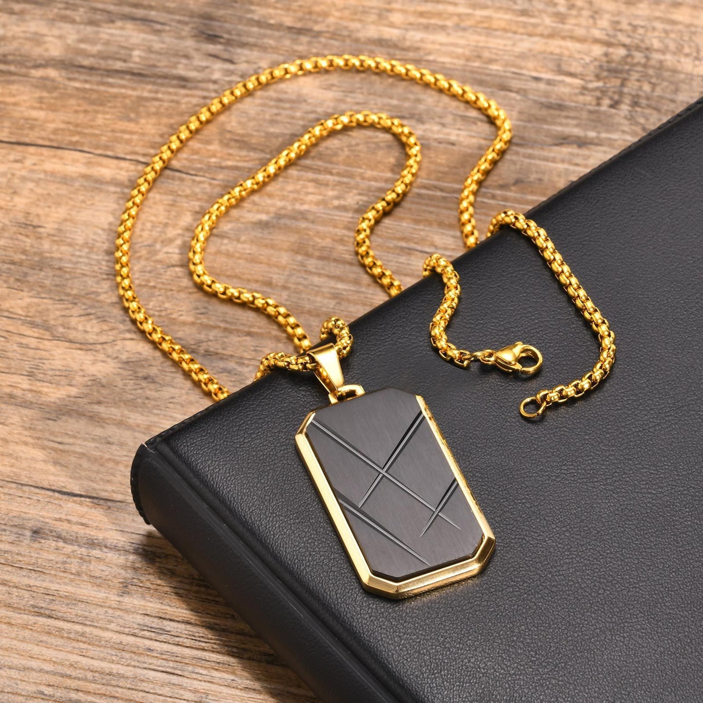 Kemstone Stainless Steel Bar Pendant Necklace for Men PN-1926