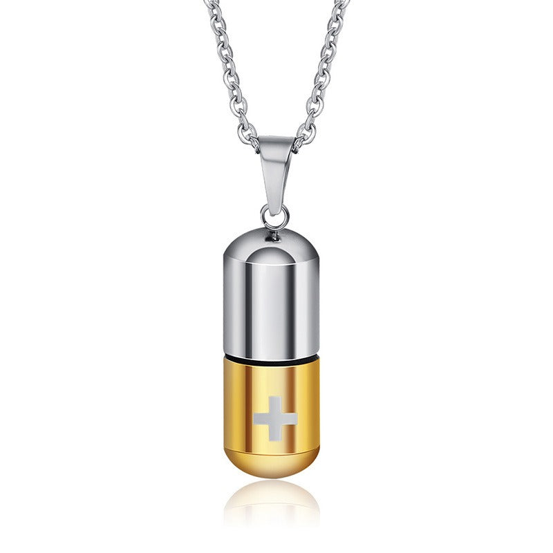 Collar con colgante de frasco de perfume de acero inoxidable Kemstone: diseño minimalista unisex para una elegancia diaria PN-176