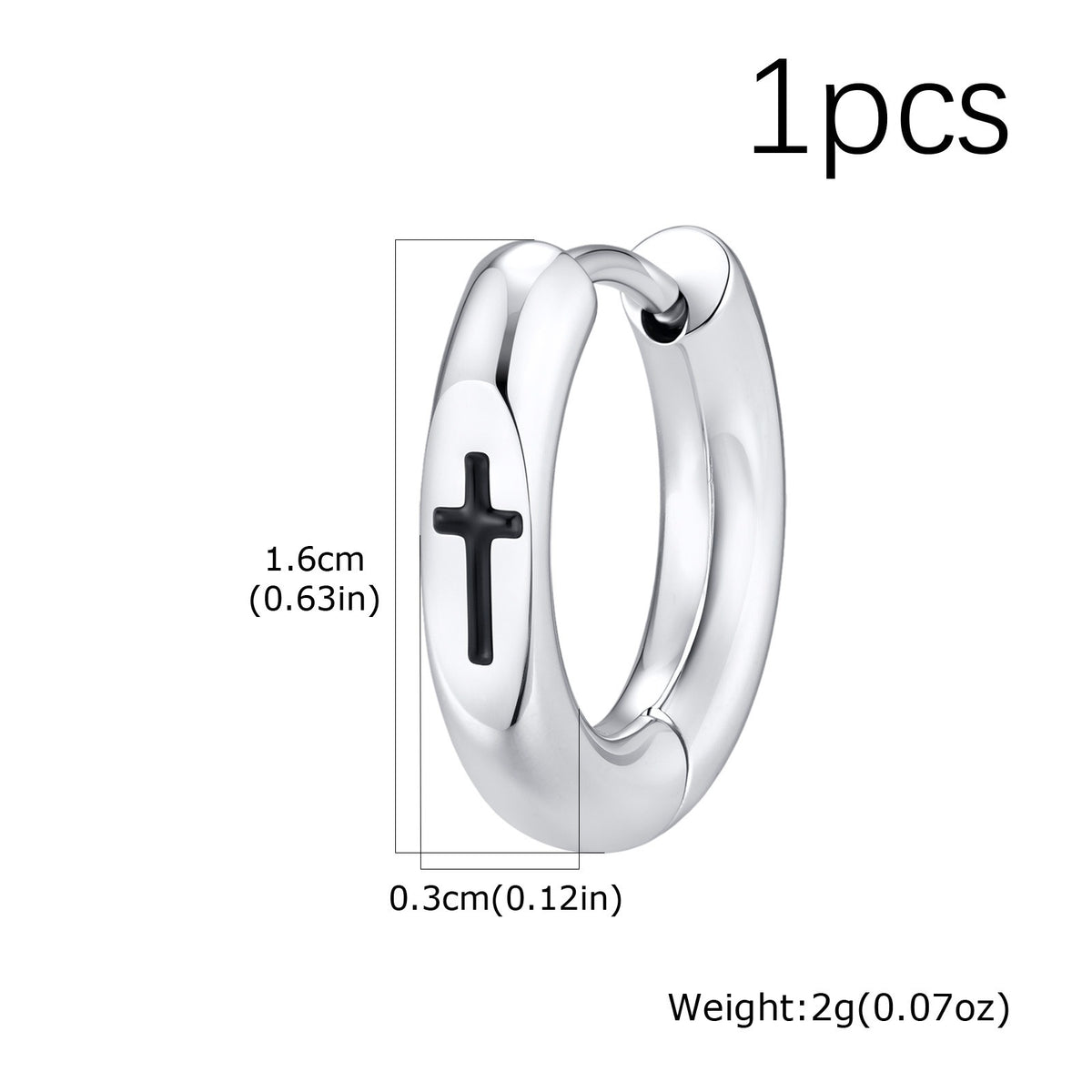 Kemstone Cross Hoop Earrings for Men Stainless Steel EH-870