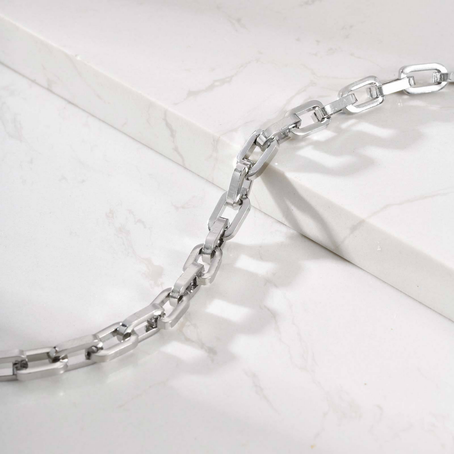 Kemstone Titanium Steel Square Link Chain Bracelet – Silver BR-2395