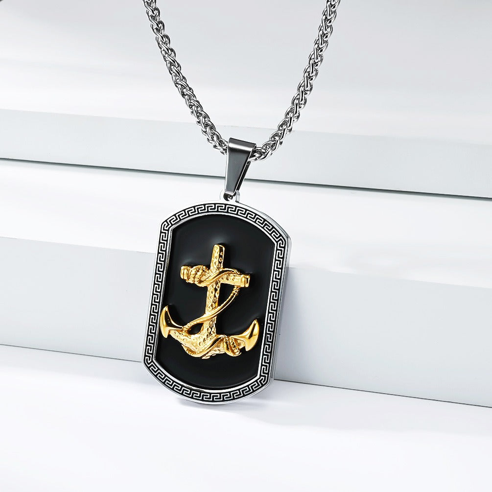 Kemstone Stainless Steel Anchor Pendant Necklace for Men – Vintage Street Style K-PT696