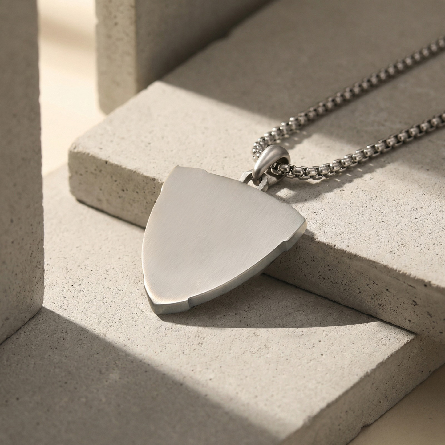 Kemstone Stainless Steel Black Onyx Shield Pendant Necklace for Men PN-2304