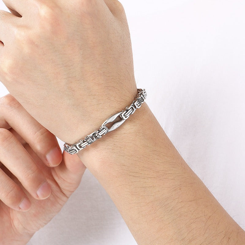 Kemstone Byzantine Chain Bracelet for Men – Titanium Steel Imperial Link KB209968-ZCG