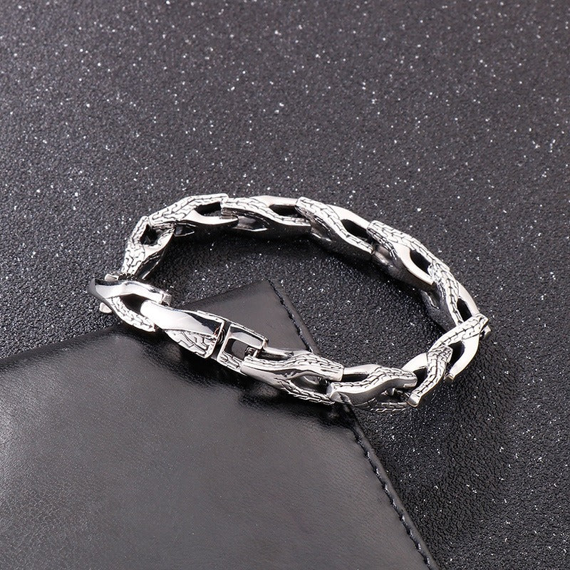 Kemstone Titanium Steel Snake Bone Bracelet & Necklace – Articulated Chain Style for Men KB152068-KJX
