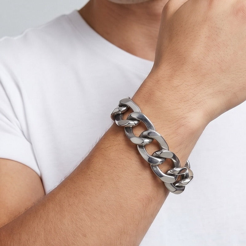 Kemstone Titanium Steel Cuban Link Bracelet for Men Square Link Chain KB213360-KJX