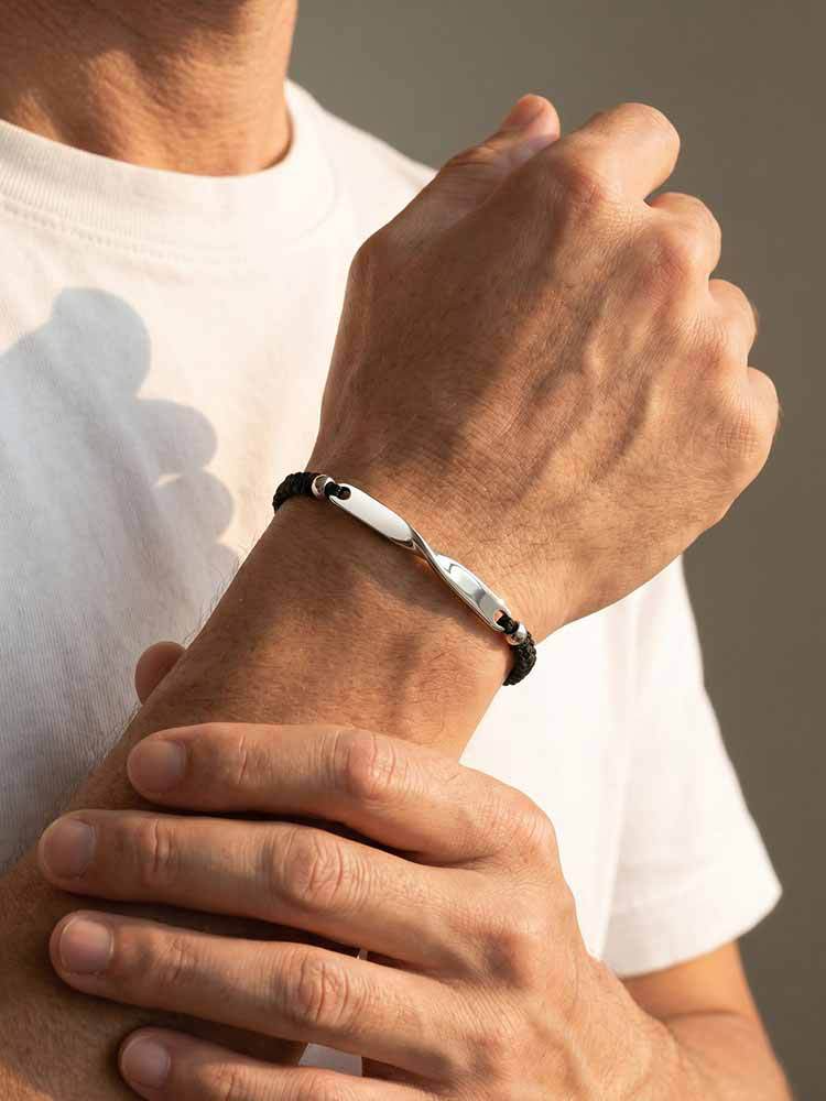 Kemstone Stainless Steel Mobius Braided Cord Bracelet for Men Women BR-3062