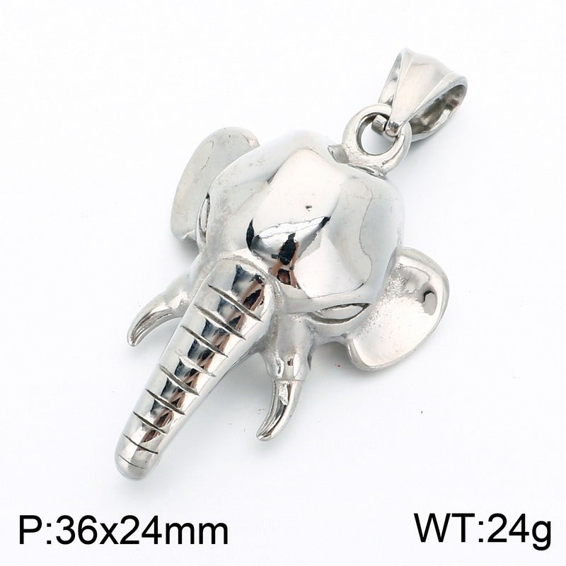 Kemstone Stainless Steel Elephant Pendant Necklace for Men Vintage Red Accent KP118497-LU