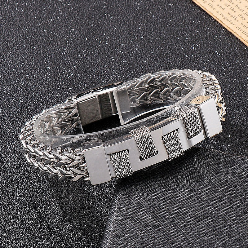 Kemstone Titanium Steel Woven Men’s Bracelet – Street Style KB139686-KFC