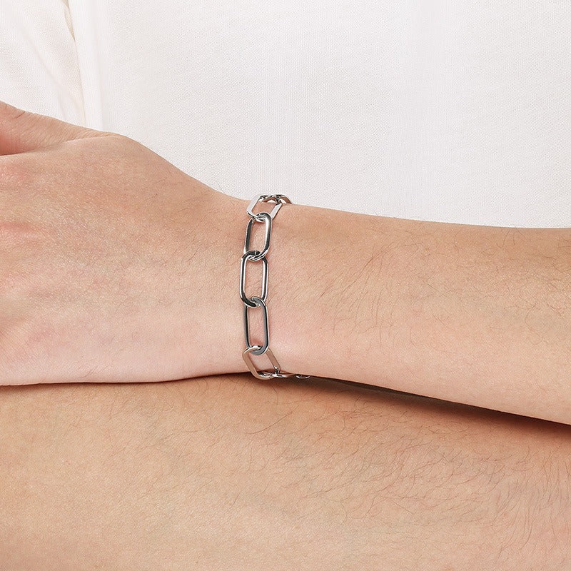 Kemstone Titanium Steel Paperclip Chain Necklace Bracelet for Men Women Minimalist Link KB211659-KFC