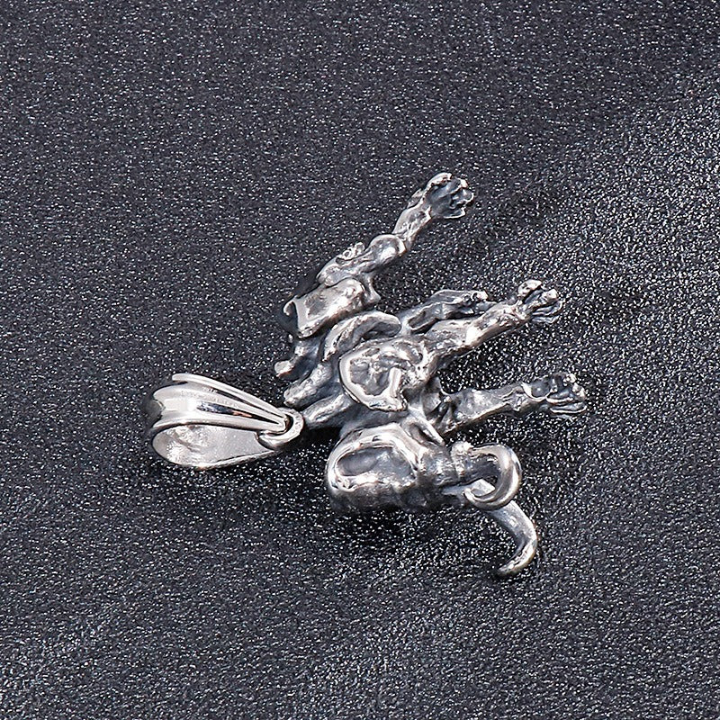 Kemstone Titanium Steel Elephant Skeleton Necklace for Men KP53924-BD