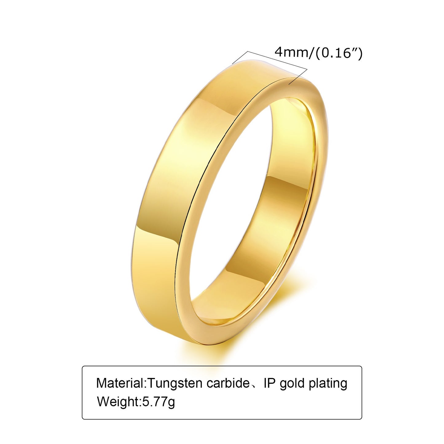 Kemstone Tungsten Steel Stackable Rings - 2mm/4mm/6mm/8mm Polished Gold Tone Minimalist Everyday Wear Jewelry for Men & Women TCR-087