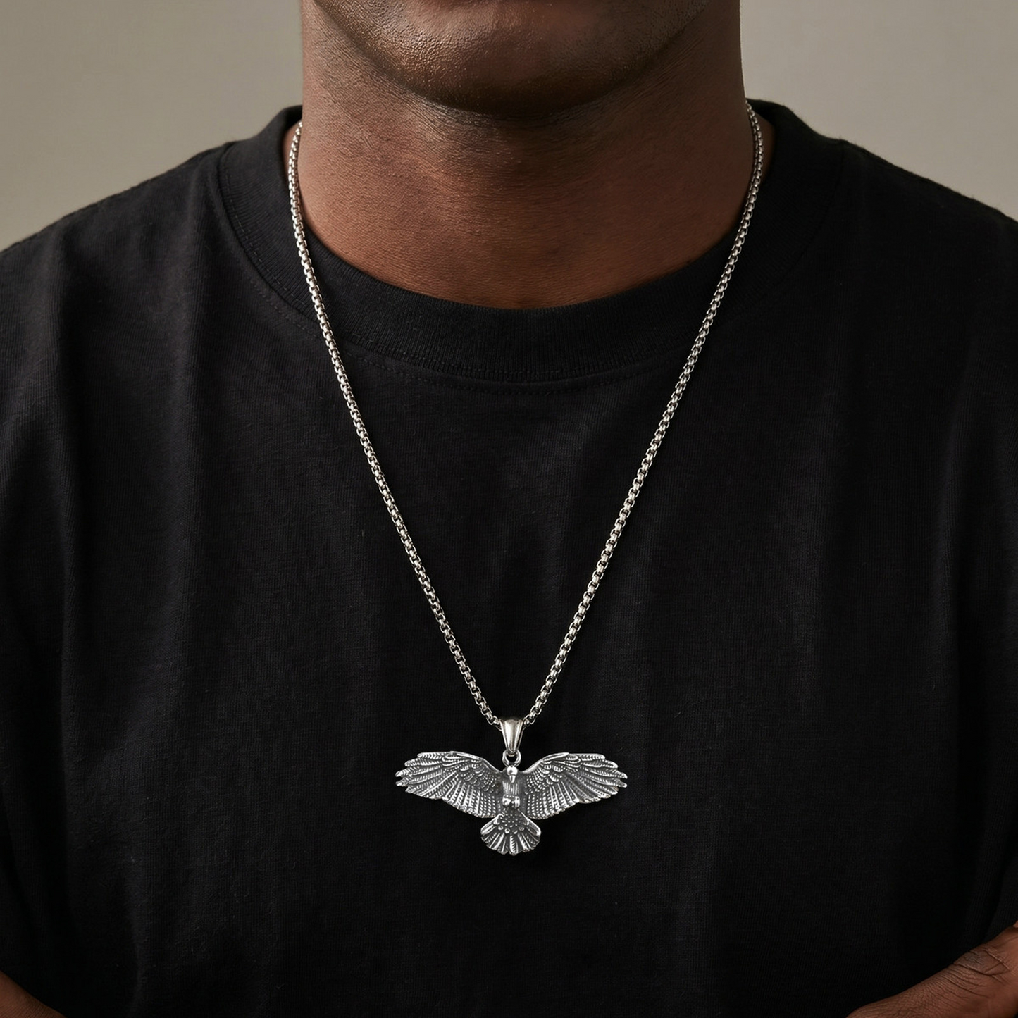 Kemstone Stainless Steel Eagle Pendant Necklace for Men Streetwear PN-2402